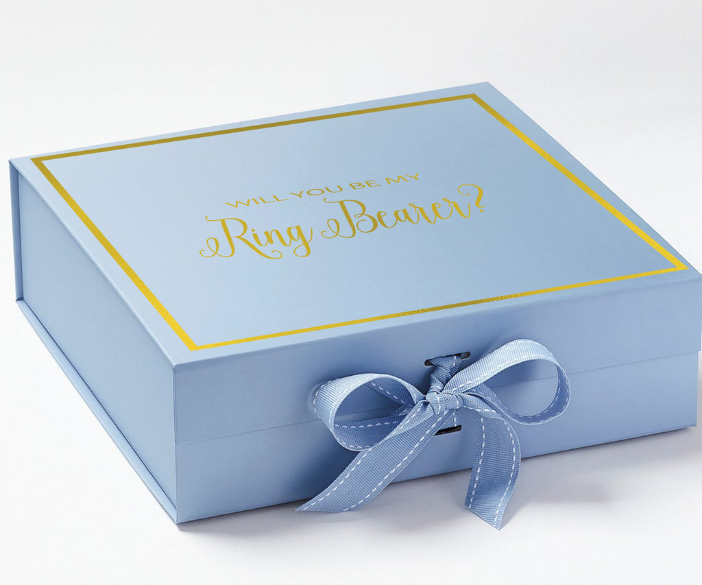 Will You Be My Ring Bearer? Proposal Box Light Blue -  Border