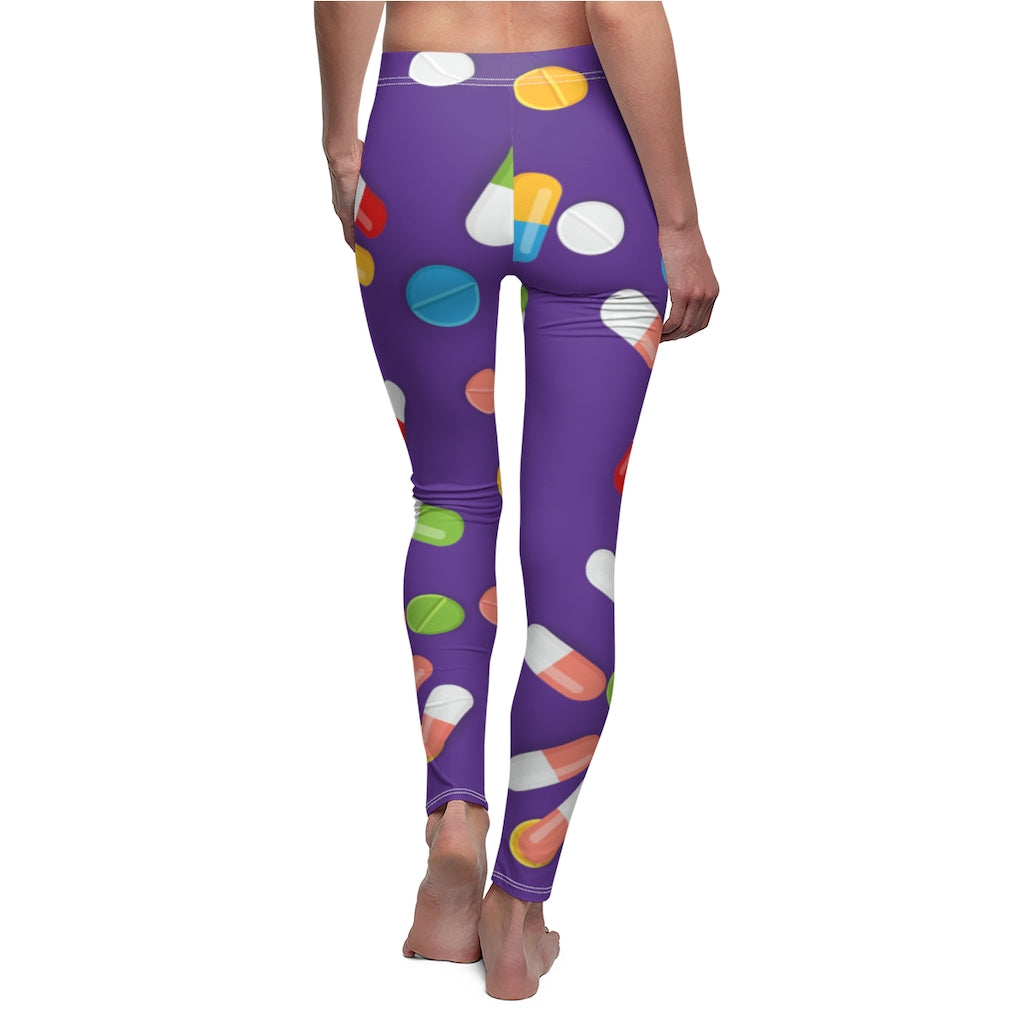 Pill Print Casual Leggings - Purple
