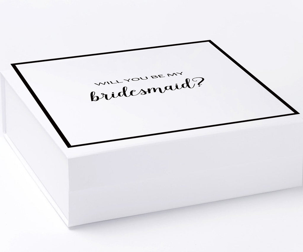 Will You Be My bridesmaid? Proposal Box White -  Border - No ribbon