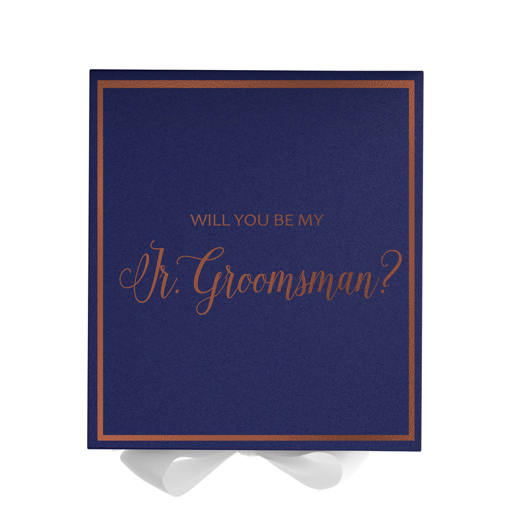 Will You Be My jr groomsman? Proposal Box Navy w/ White Bow -  Border