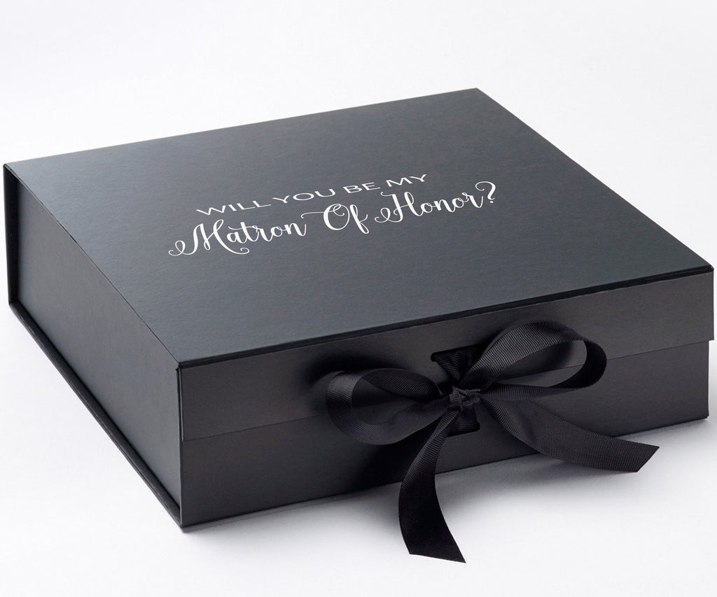 Will You Be My Matron of Honor? Proposal Box black - No Border