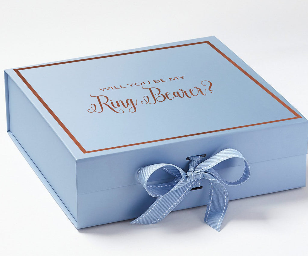 Will You Be My Ring Bearer? Proposal Box Light Blue -  Border