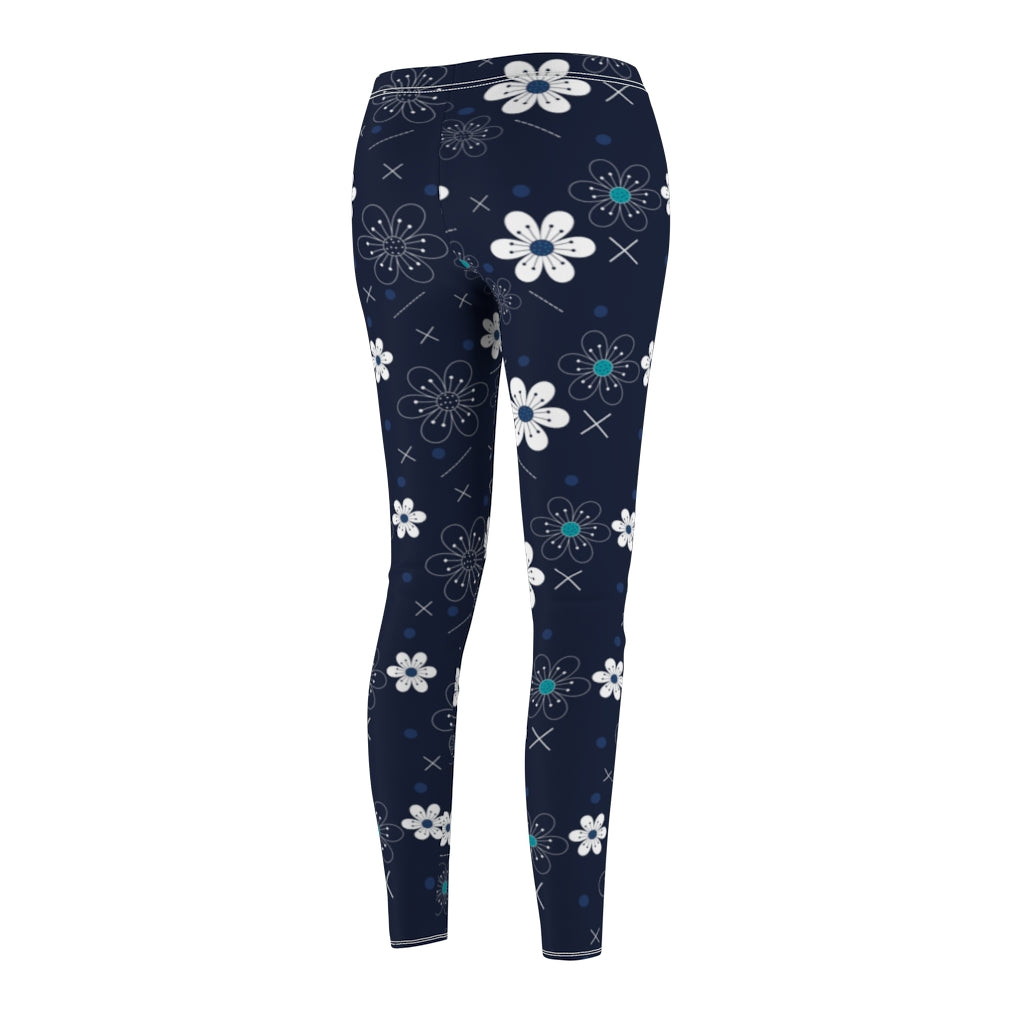 Blue Floral Print Leggings