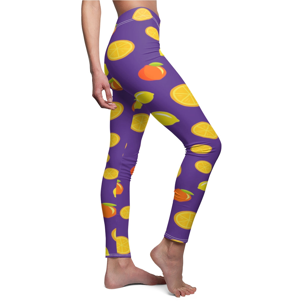 Lemon and Peach Leggings - Purple