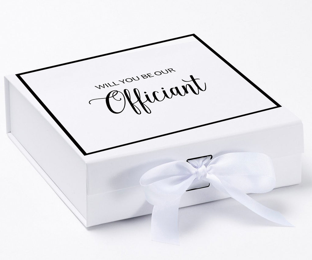 Will You Be our Officiant? Proposal Box White -  Border