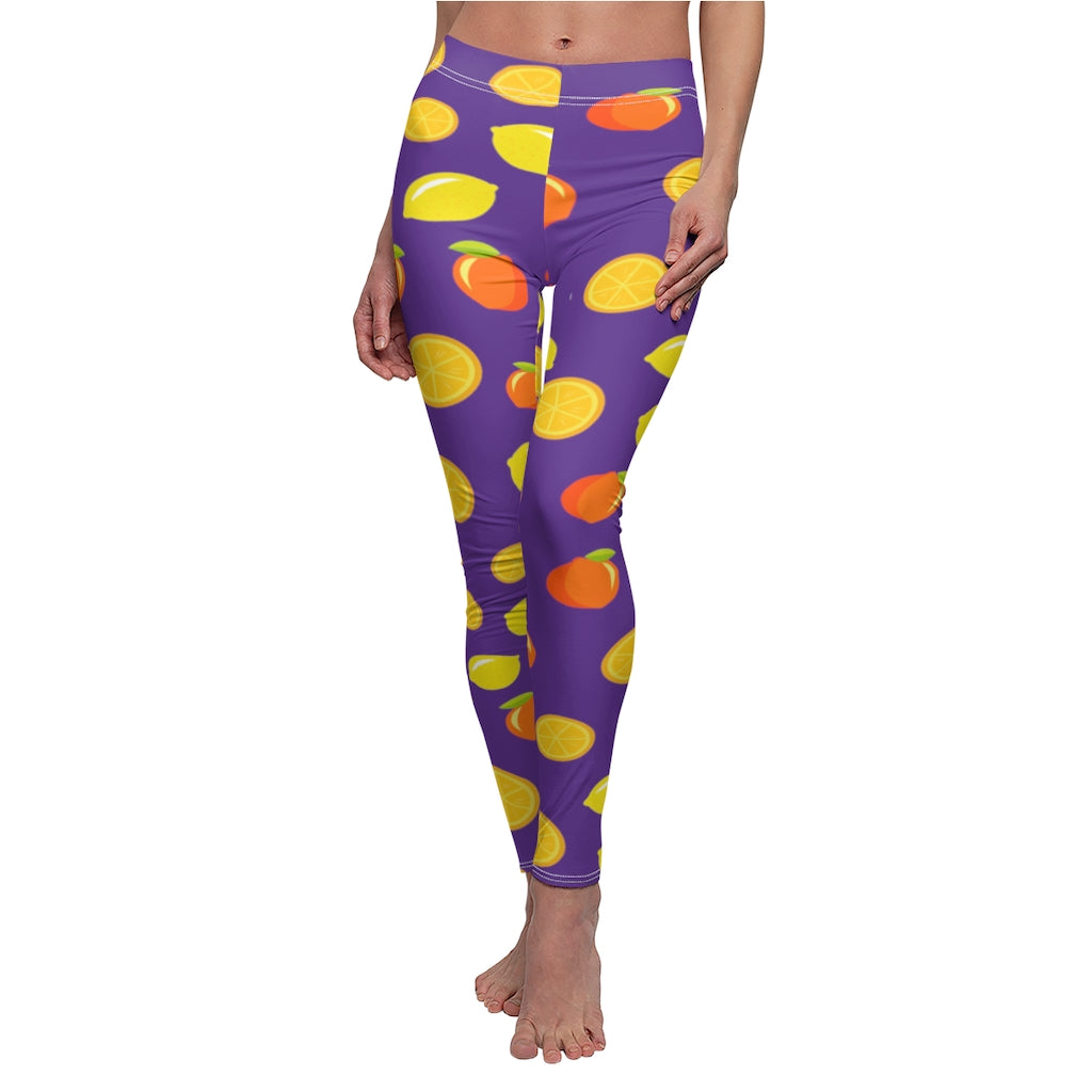 Lemon and Peach Leggings - Purple