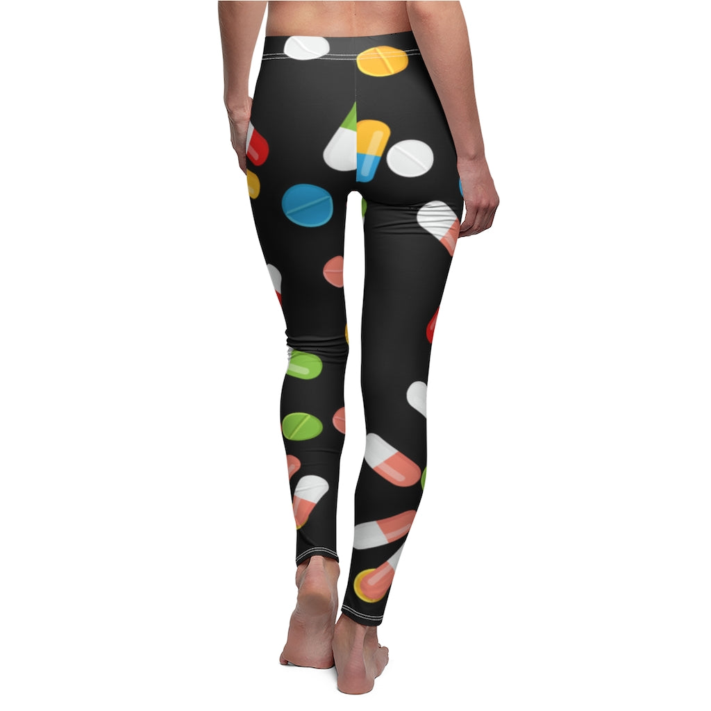 Pill Print Casual Leggings - Black