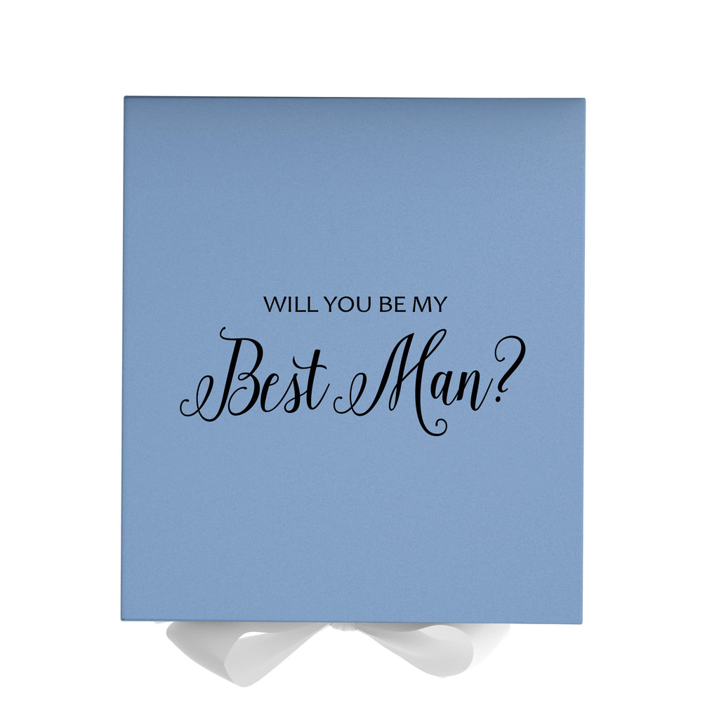 Will You Be My Best man? Proposal Box Light Blue w/ white Bow- No Border