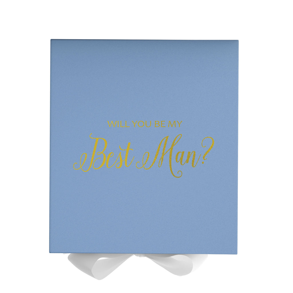Will You Be My Best man? Proposal Box Light Blue w/ white Bow- No Border