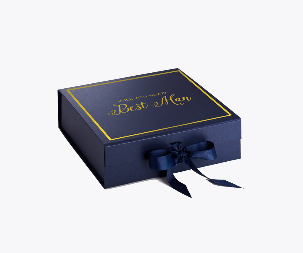 Will You Be My Best man? Proposal Box Navy -  Border