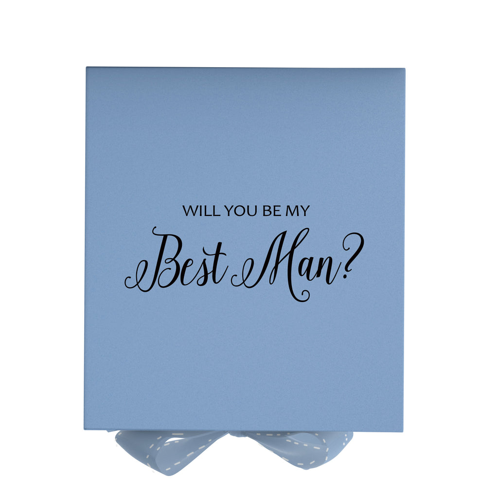 Will You Be My Best man? Proposal Box Light Blue - light blue bow - No Border
