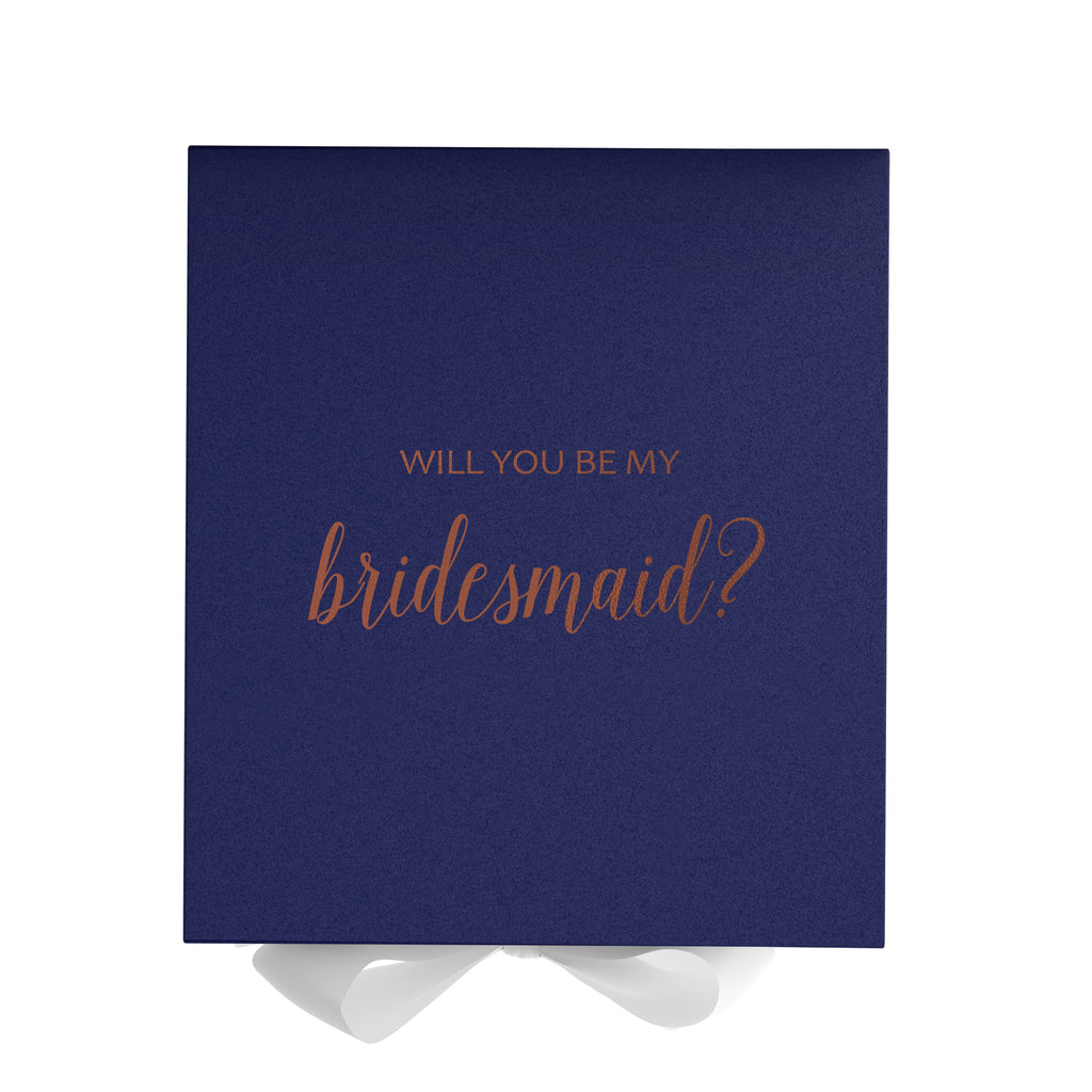 Will You Be My bridesmaid? Proposal Box Navy w/ White Bow - No Border