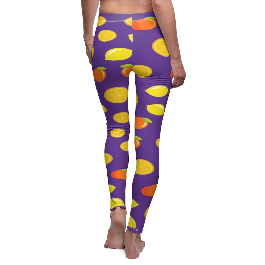 Lemon and Peach Leggings - Purple