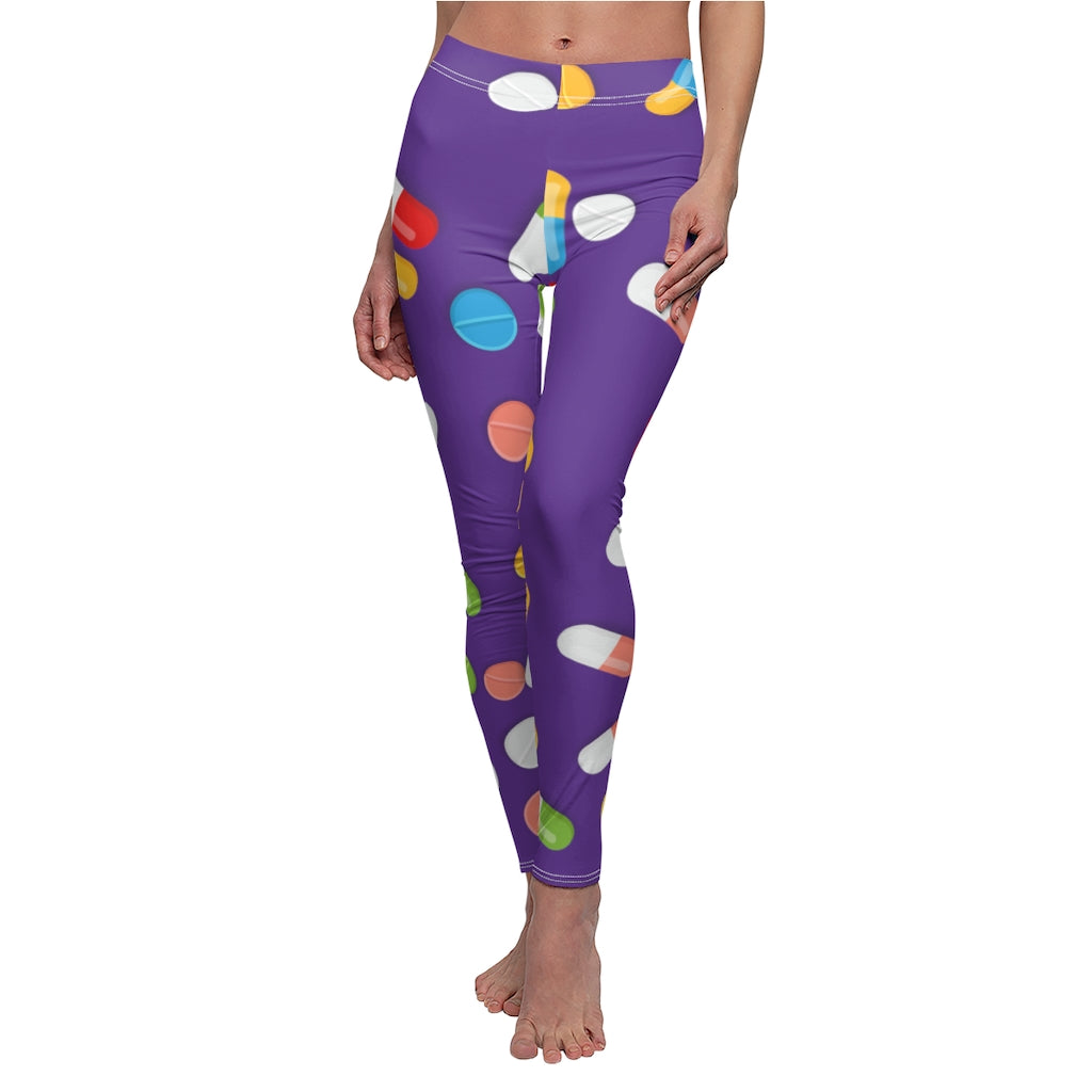 Pill Print Casual Leggings - Purple