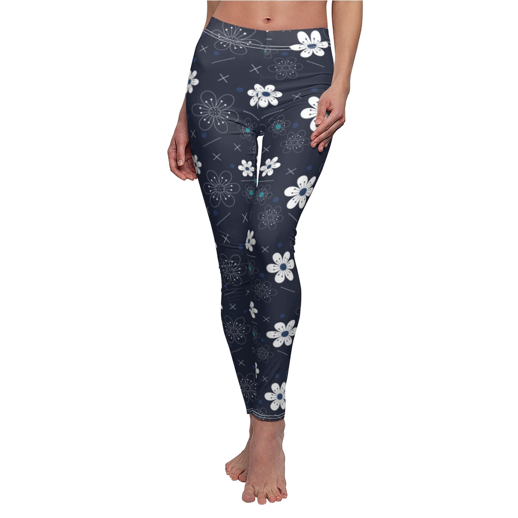 Blue Floral Print Leggings