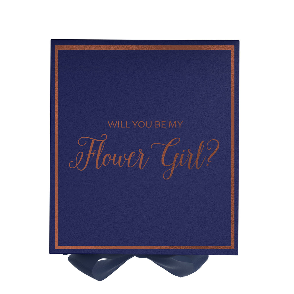 Will You Be My Flower Girl? Proposal Box Navy -  Border