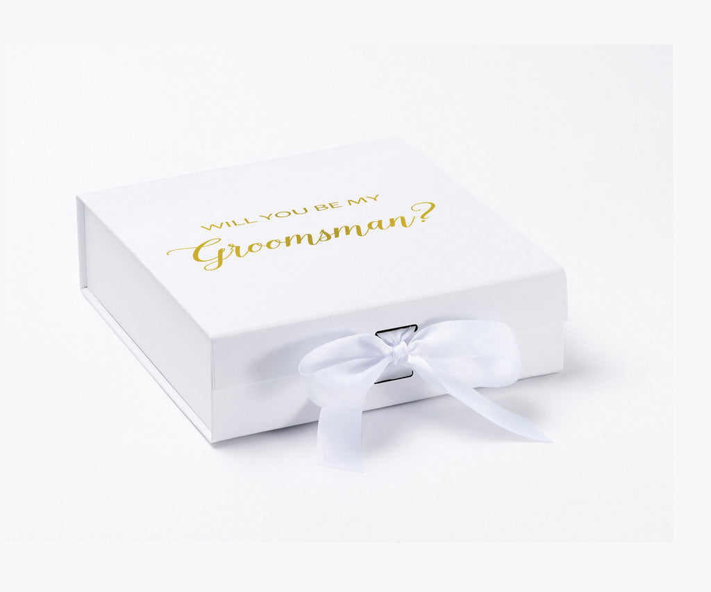 Will You Be My groomsman? Proposal Box White - No Border