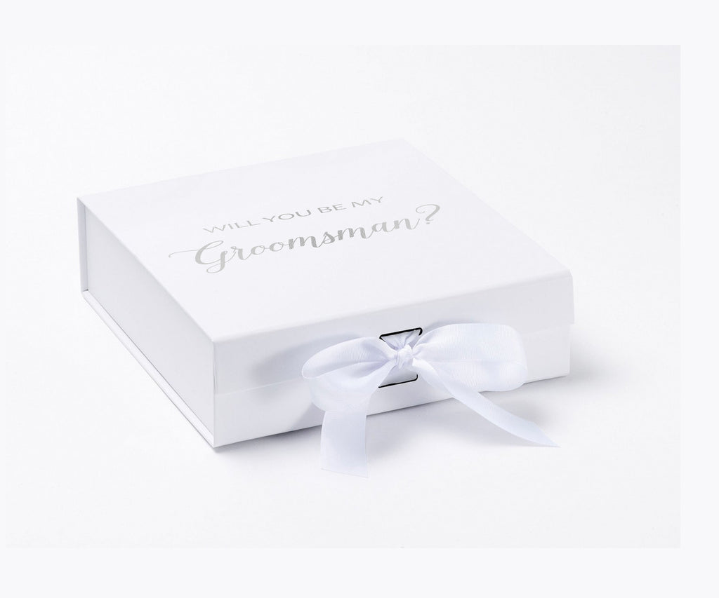 Will You Be My groomsman? Proposal Box White - No Border