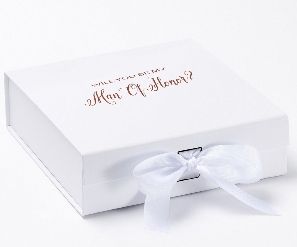 Will You Be My Man of Honor? Proposal Box White - No Border