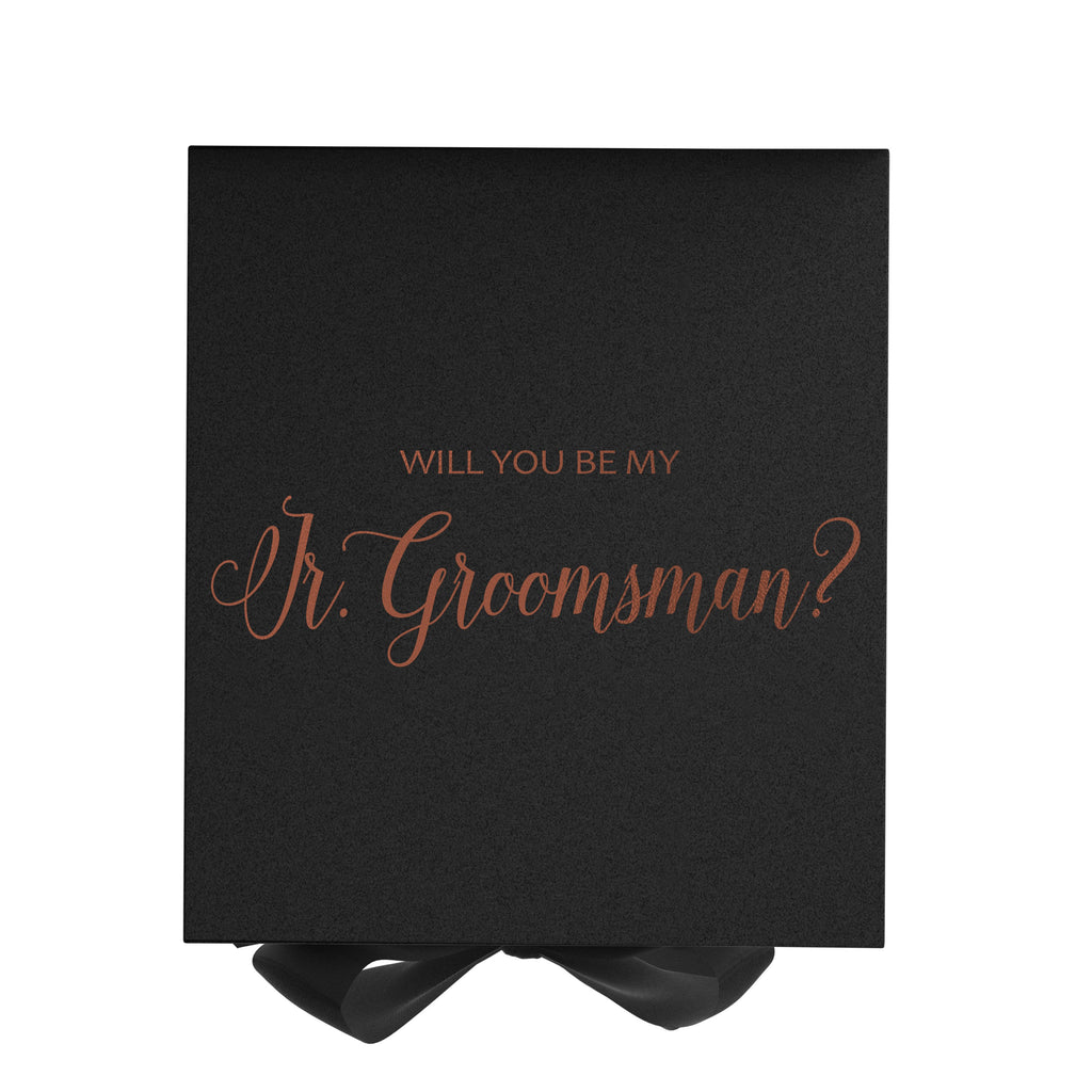 Will You Be My jr groomsman? Proposal Box black - No Border