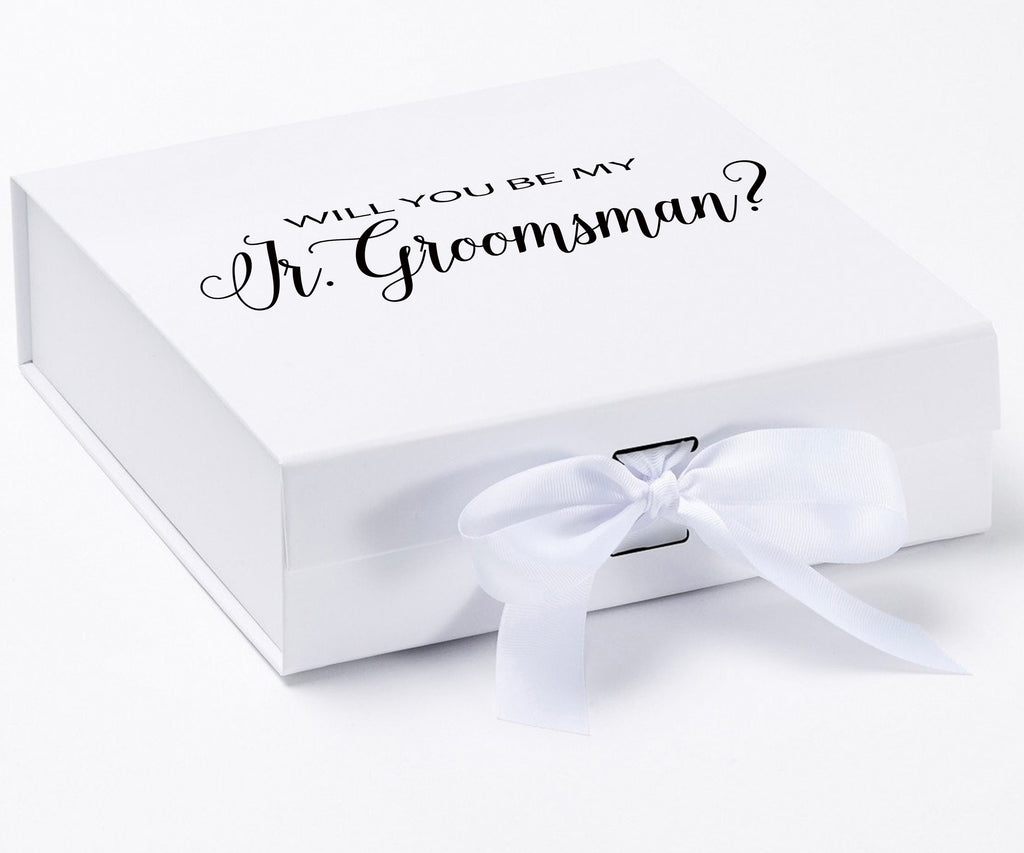 Will You Be My jr groomsman? Proposal Box White - No Border