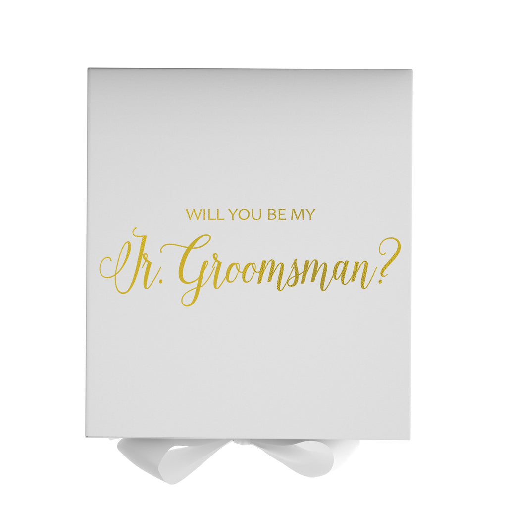 Will You Be My jr groomsman? Proposal Box White - No Border