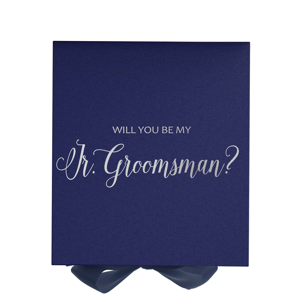 Will You Be My jr groomsman? Proposal Box Navy - No Border