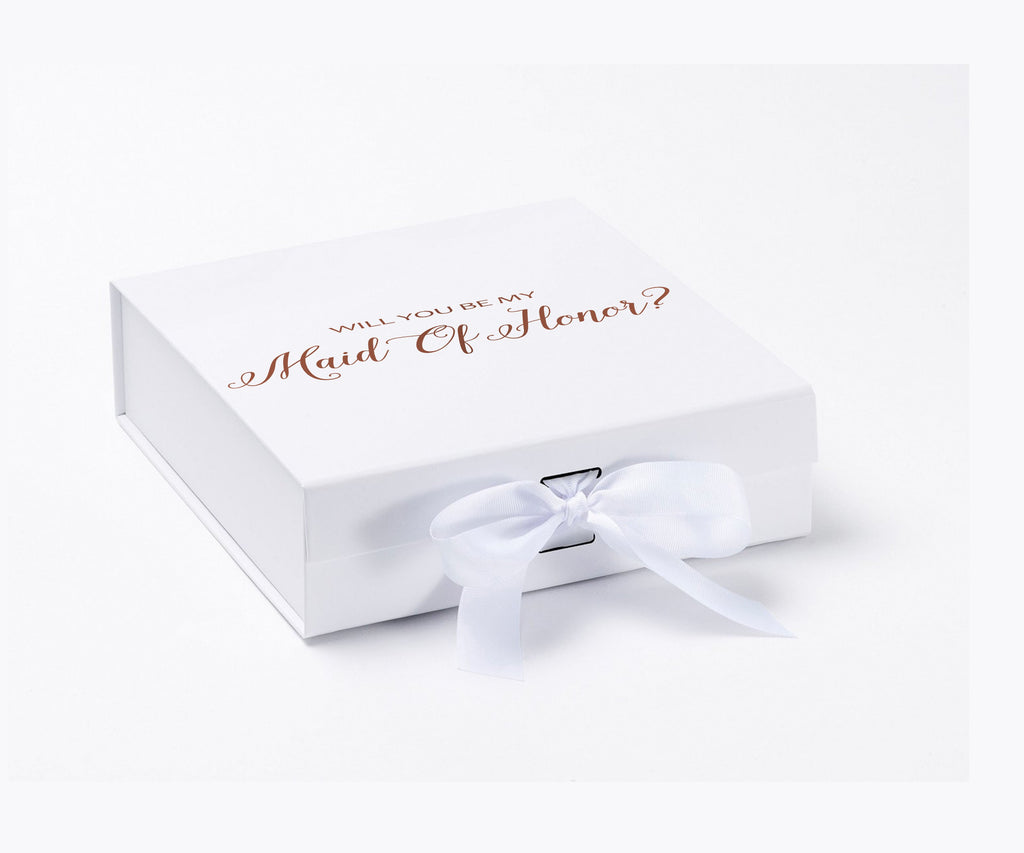 Will You Be My maid of honor? Proposal Box White - No Border