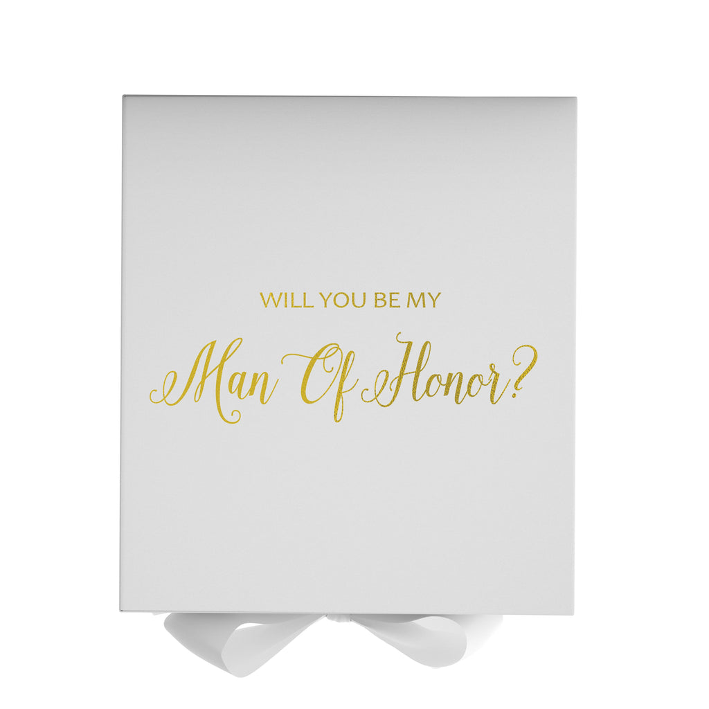 Will You Be My Man of Honor? Proposal Box White - No Border