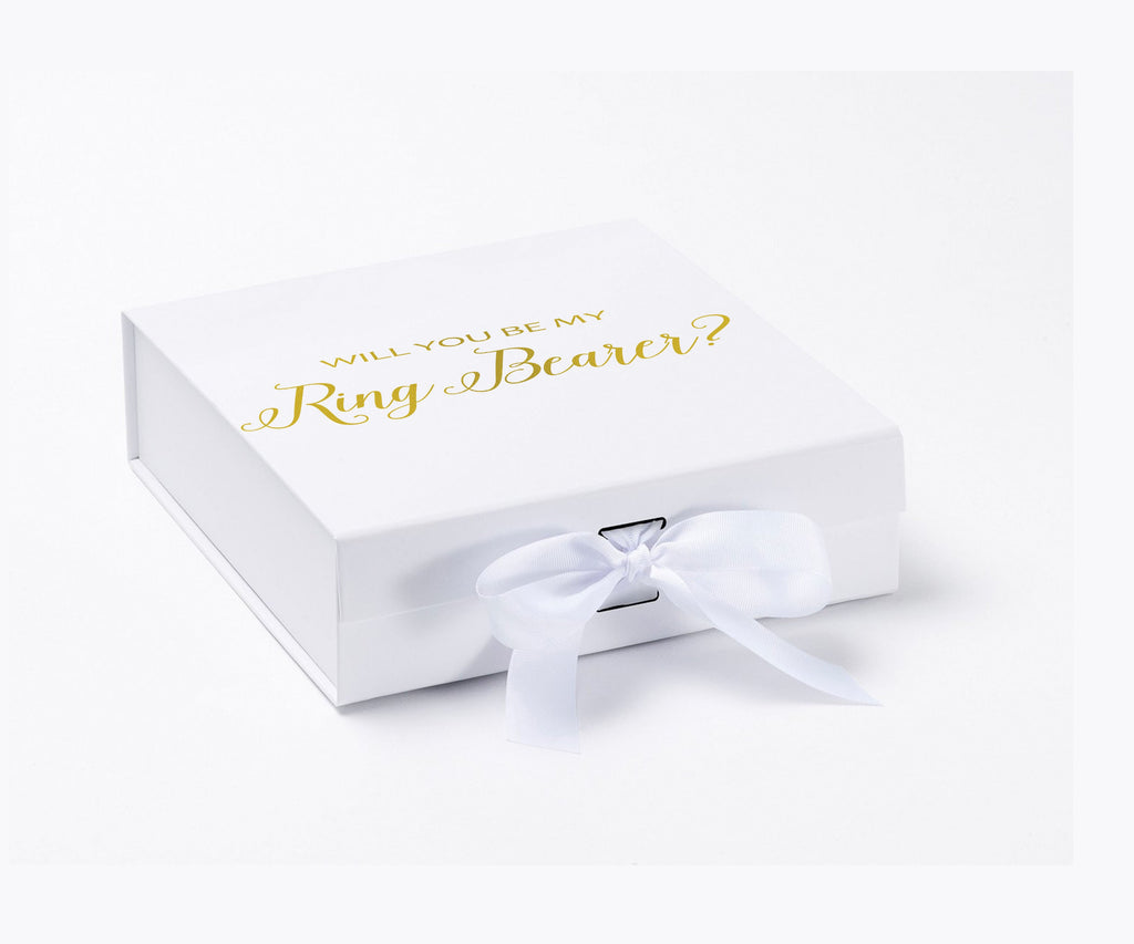 Will You Be My Ring Bearer? Proposal Box White - No Border