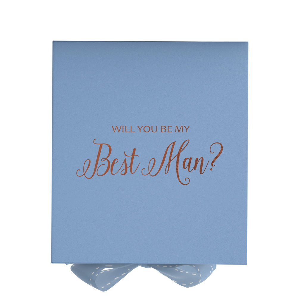 Will You Be My Best man? Proposal Box Light Blue - light blue bow - No Border