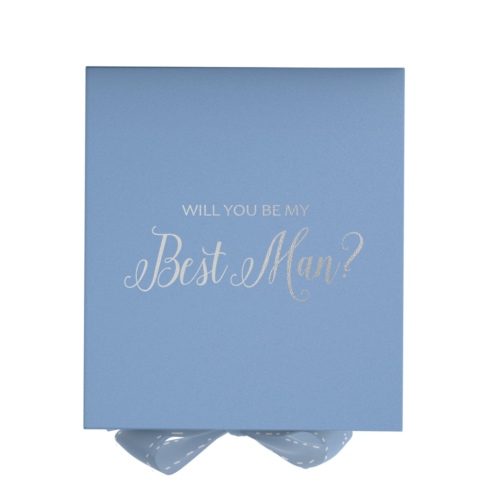 Will You Be My Best man? Proposal Box Light Blue - light blue bow - No Border
