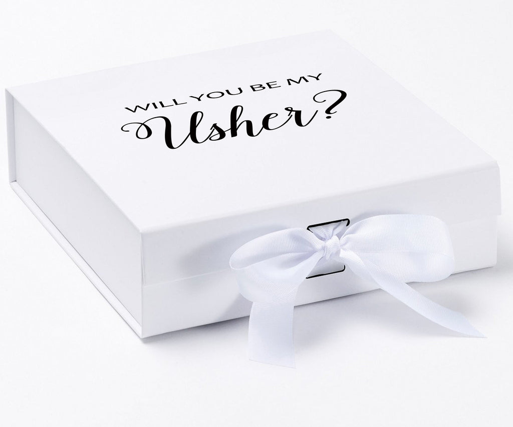 Will You Be My Usher? Proposal Box White - No Border