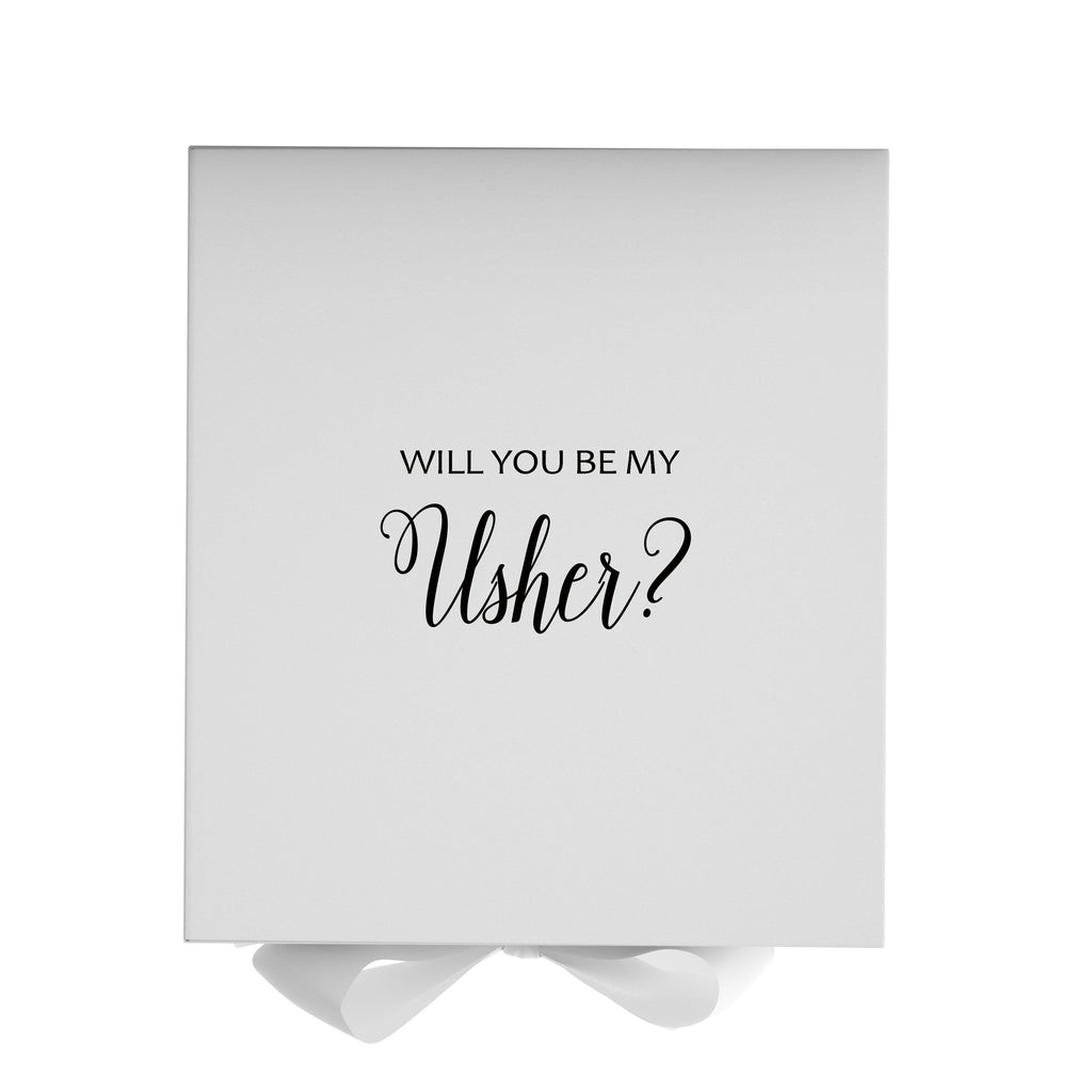 Will You Be My Usher? Proposal Box White - No Border