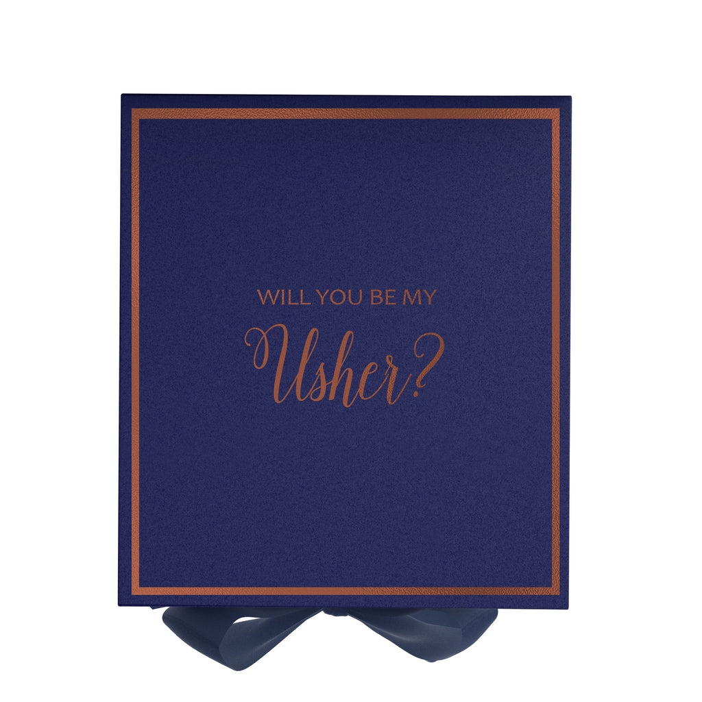 Will You Be My Usher? Proposal Box Navy -  Border