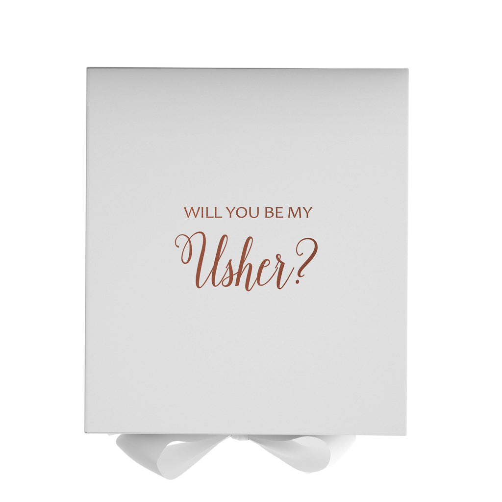 Will You Be My Usher? Proposal Box White - No Border