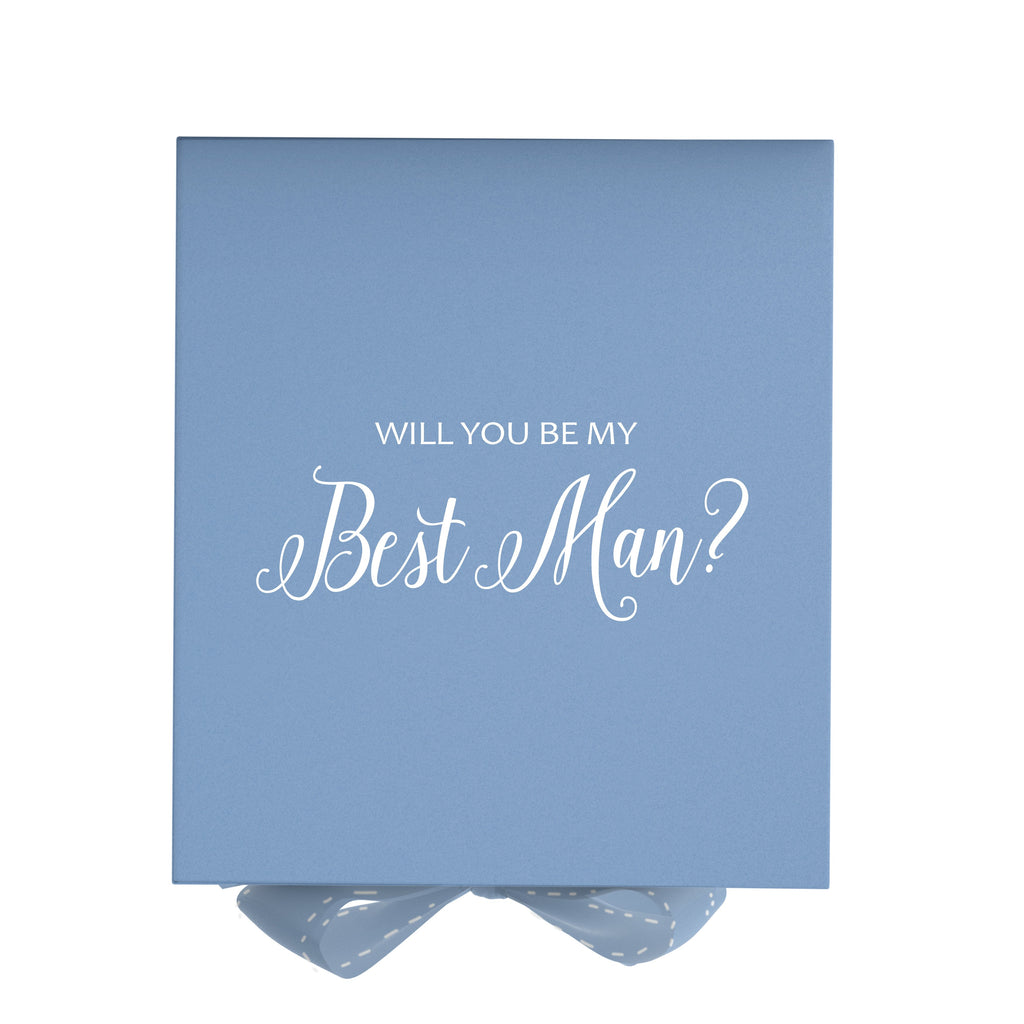Will You Be My Best man? Proposal Box Light Blue - light blue bow - No Border